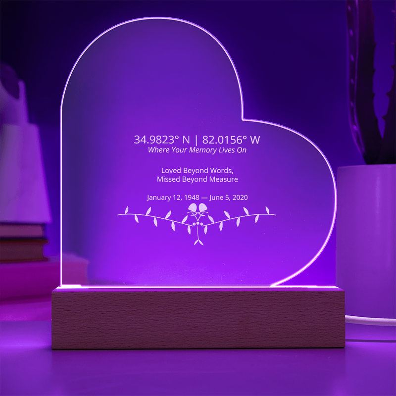 [Your Coordinates Here] — Botanical Memorial | Acrylic Plaque